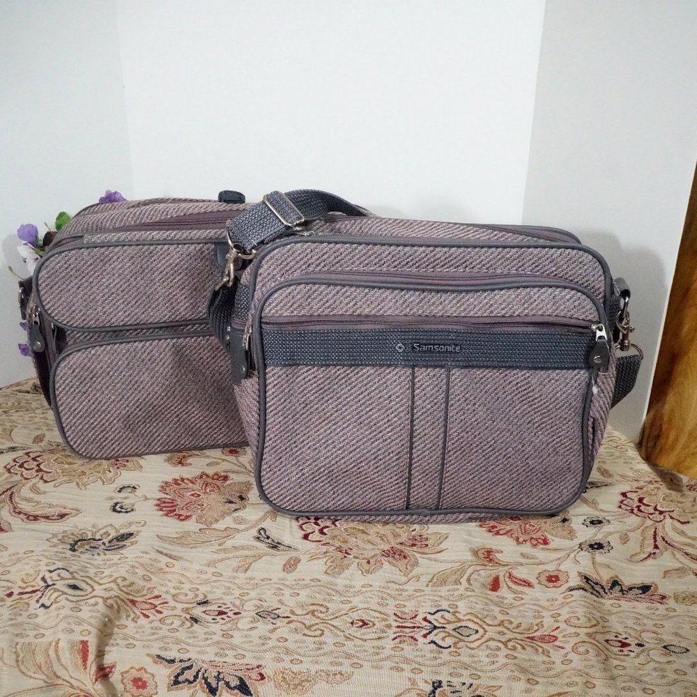 Vtg Samsonite Silhoutte 4 luggage lot Rose Tweed
